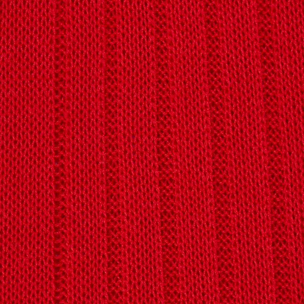 A single Scarlet Long Cotton Sock by Turnbull & Asser, crafted from fine Egyptian cotton in bold red, is displayed upright on a plain light gray background.