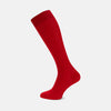 View 1 of product A single Scarlet Long Cotton Sock by Turnbull & Asser, crafted from fine Egyptian cotton in bold red, is displayed upright on a plain light gray background.