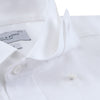 View 4 of product Turnbull & Asser's Tailored Fit Blue and White Stripe Linen Shirt features wide vertical stripes, a concealed button-down collar, and button cuffs—perfect for spring style.