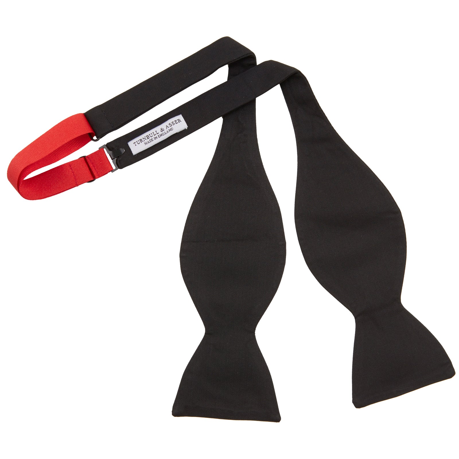 View 3 of product The Turnbull & Asser Black Barathea Bow Tie, made from luxurious silk with a classic, symmetrical shape, is displayed against a plain white background—ideal for formal occasions.