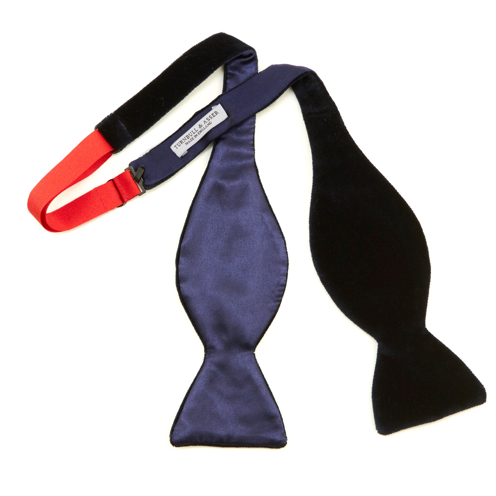 View 3 of product The Turnbull & Asser Navy Velvet Bow Tie, crafted from plush velvet, is shown against a white background—an elegant choice for formal occasions.