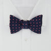 Navy and Pink Spot Silk Bow Tie