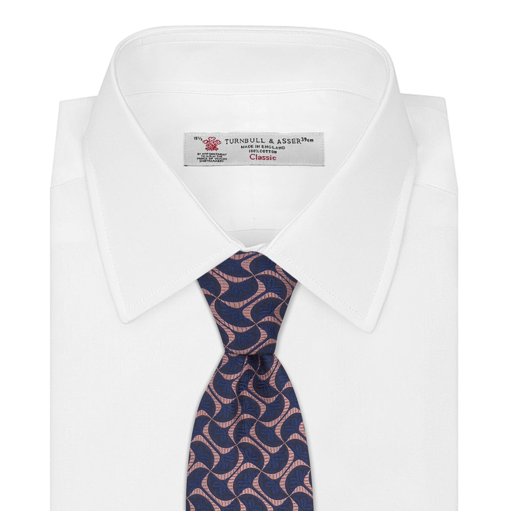 Pink and Navy Geo Silk Tie