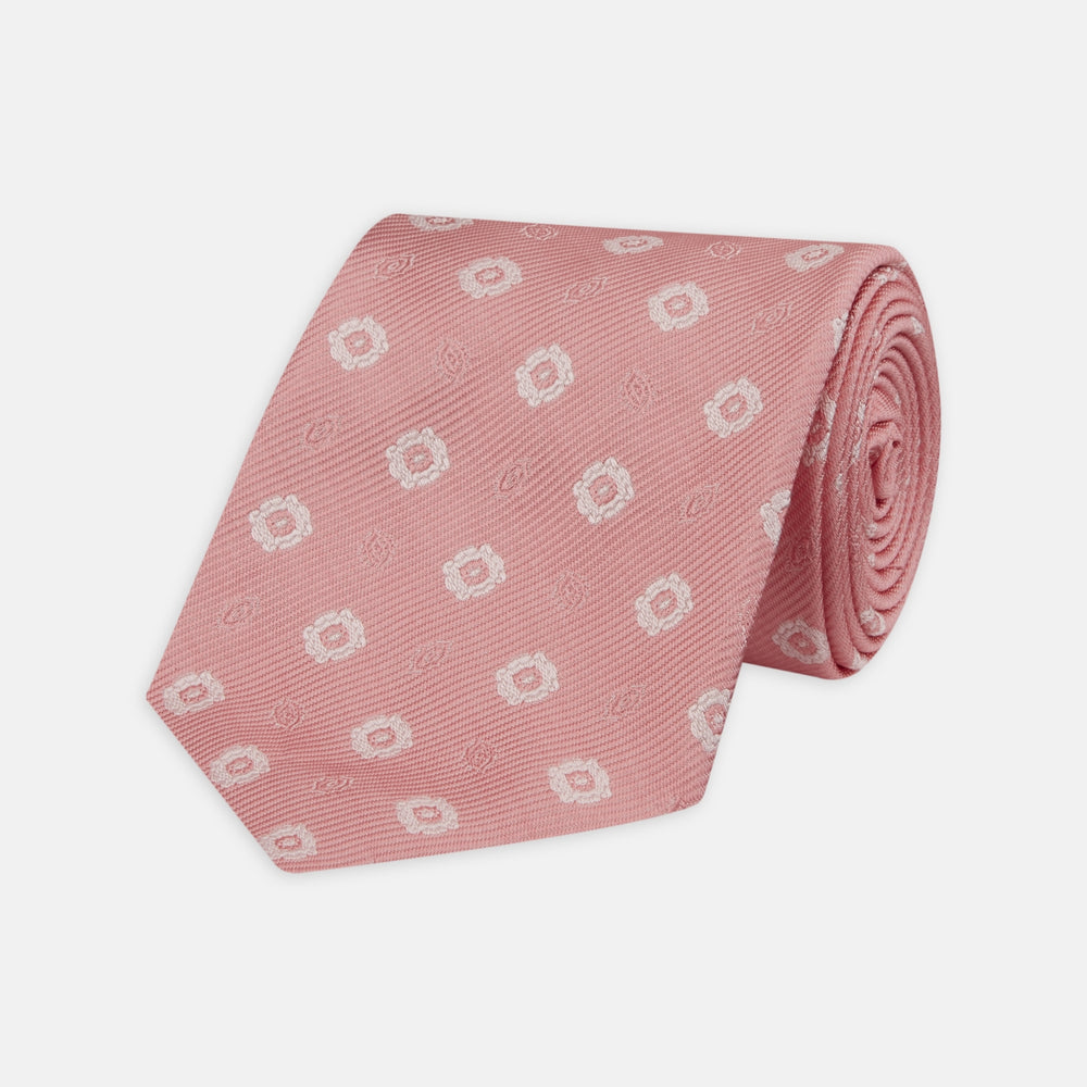 Pastel Pink Floral Jacquard Silk Tie