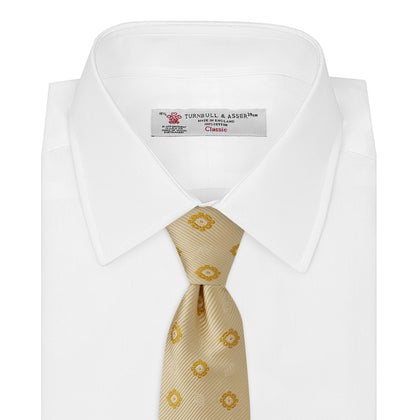 Soft Yellow Floral Jacquard Stripe Silk Tie Image 1