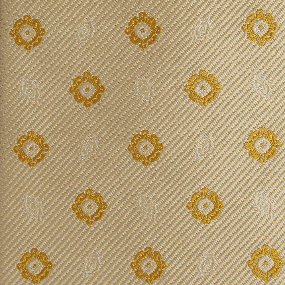 Soft Yellow Floral Jacquard Stripe Silk Tie