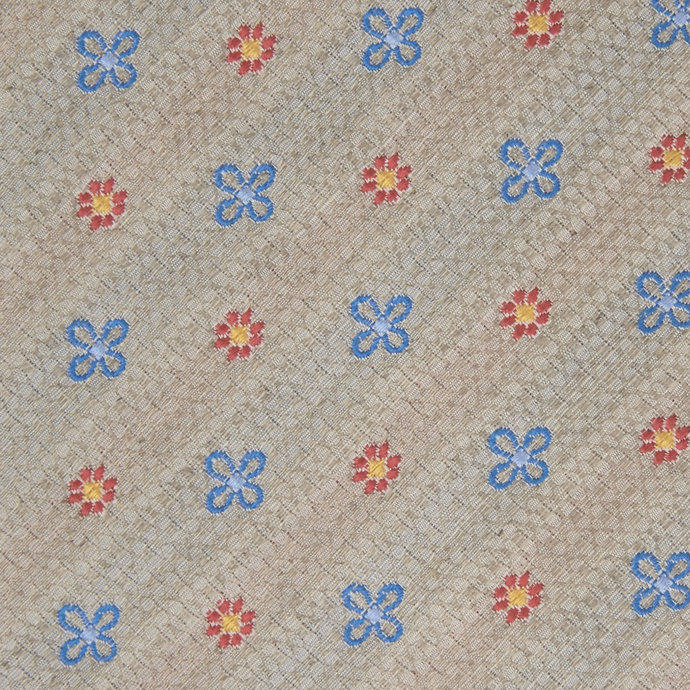 Dove Grey Floral Silk and Linen Blend Tie