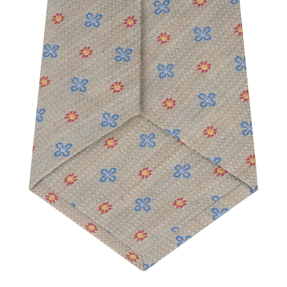 Dove Grey Floral Silk and Linen Blend Tie