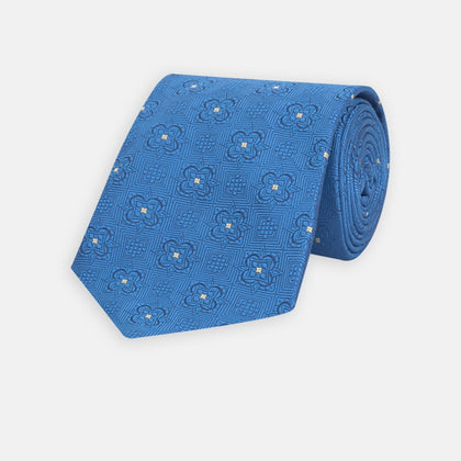 Blue Flower Mosaic Silk Tie Image 4
