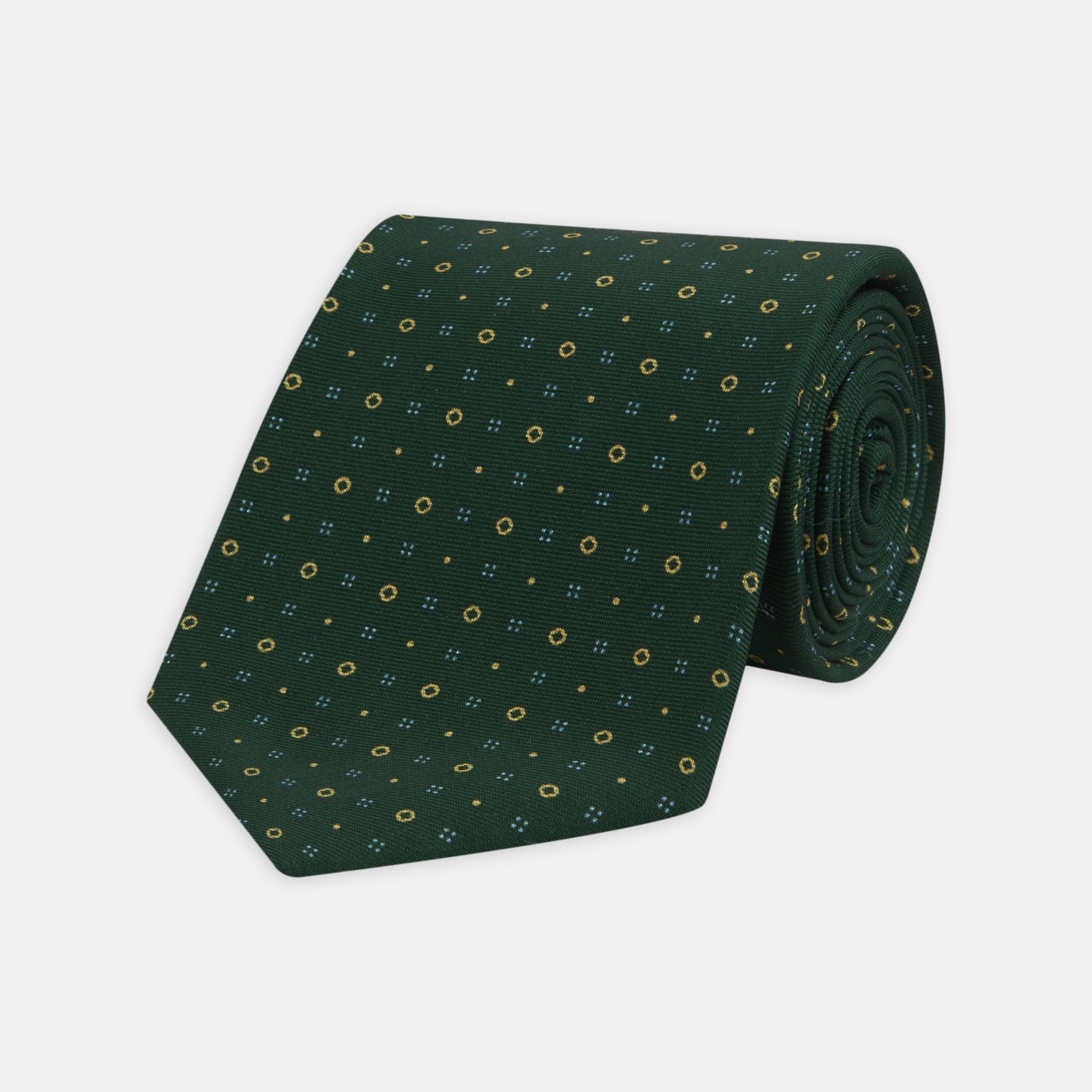Green Cross Dots Printed Silk Tie