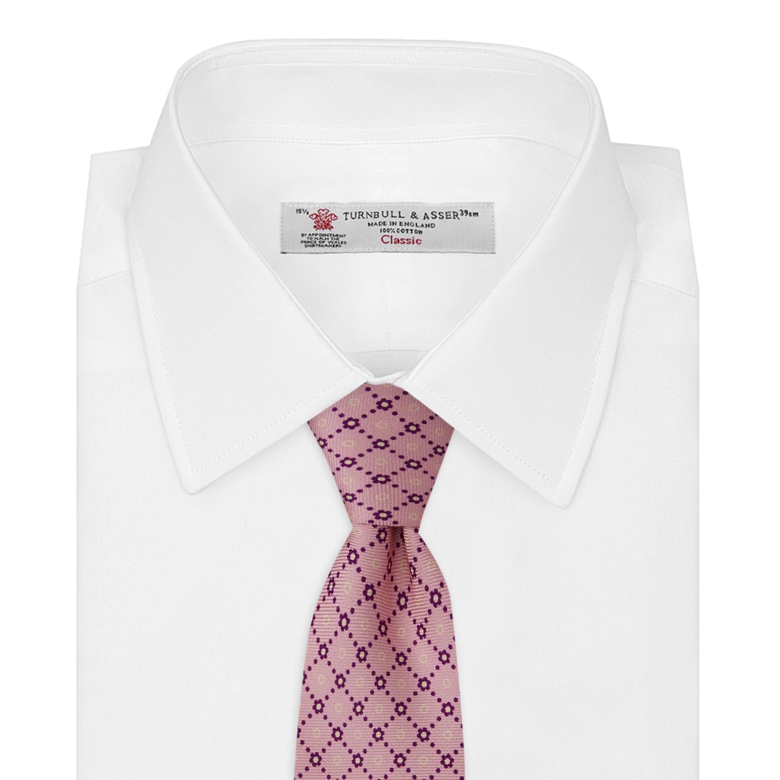 Pink Dotted Floral Printed Silk Tie