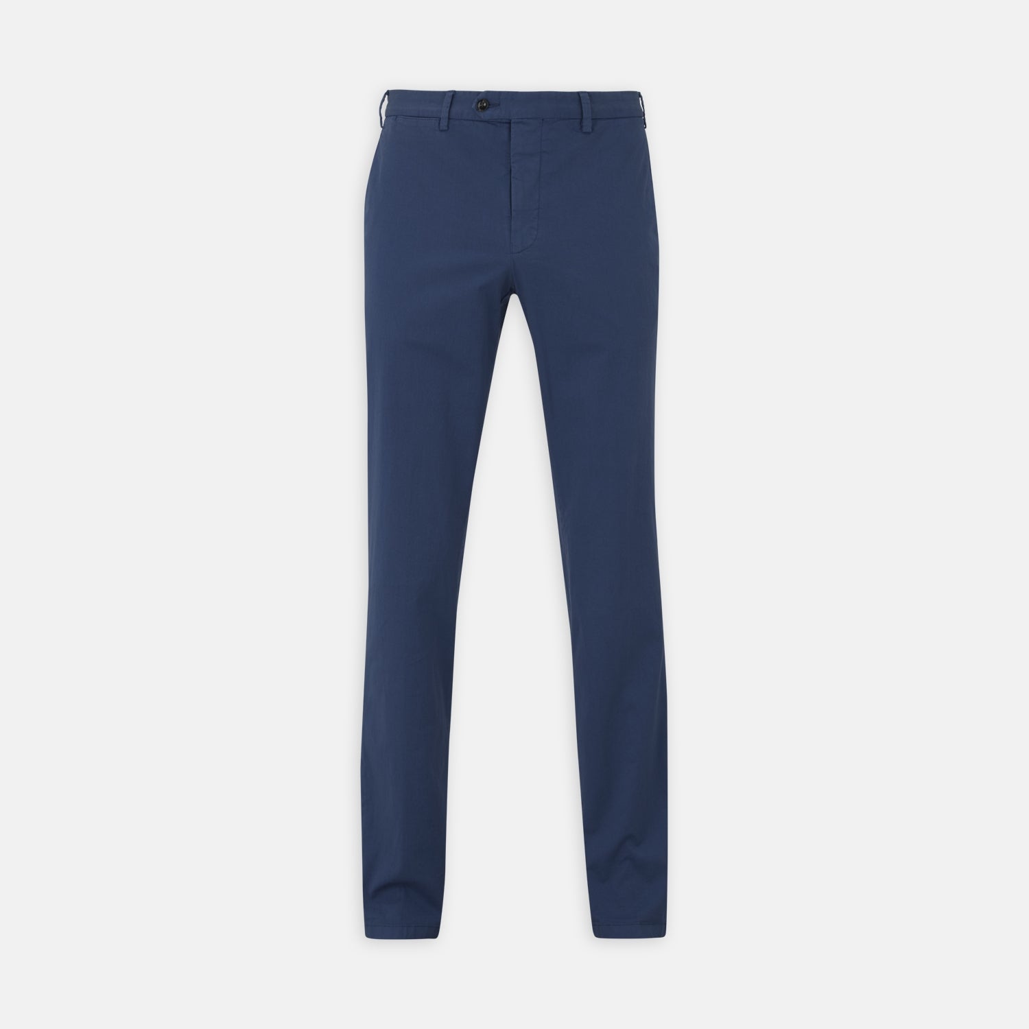 View 1 of product Turnbull & Asser’s Navy Garment Dyed Cotton Chinos feature a slim, straight-leg fit, belt loops, button closure, and side pockets—shown here against a plain white background.