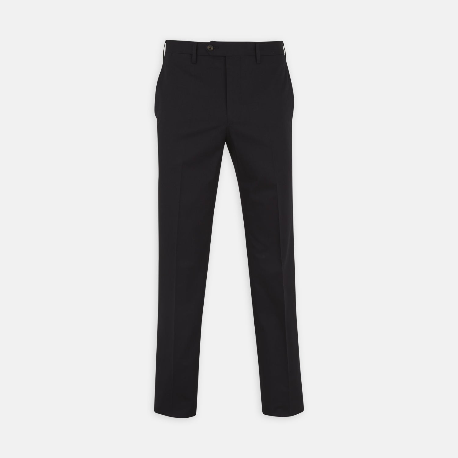 View 1 of product Turnbull & Asser Navy Cotton Trousers showcase a classic straight-leg cut in premium Italian cotton twill, with a front zipper and button closure, displayed against a plain white background.