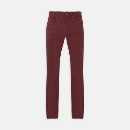 Burgundy Cotton Five Pocket Trousers