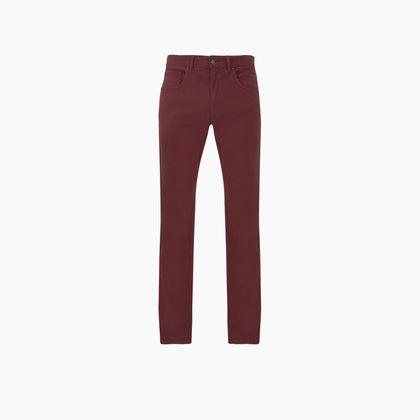 Burgundy Cotton Five Pocket Trousers Image 2