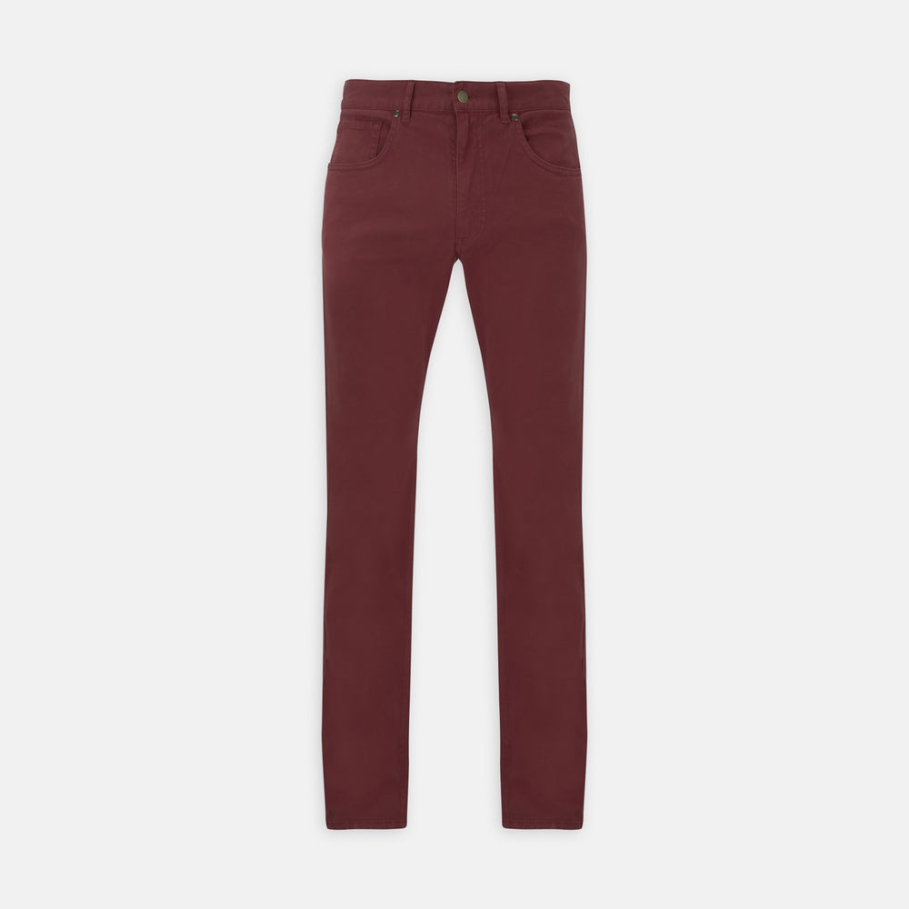 Burgundy Cotton Five Pocket Trousers