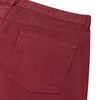 View 2 of product The Burgundy Cotton Five Pocket Trousers by Turnbull & Asser are slim-fit, smart-casual Italian cotton twill trousers with five pockets, belt loops, and a button closure, shown laid flat on a white background.