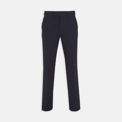 Navy Cotton Seersucker Trousers