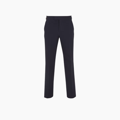 Navy Cotton Seersucker Trousers Image 2