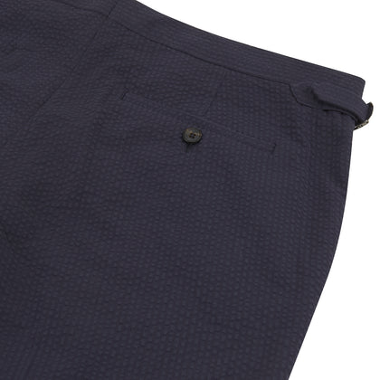 Navy Cotton Seersucker Trousers