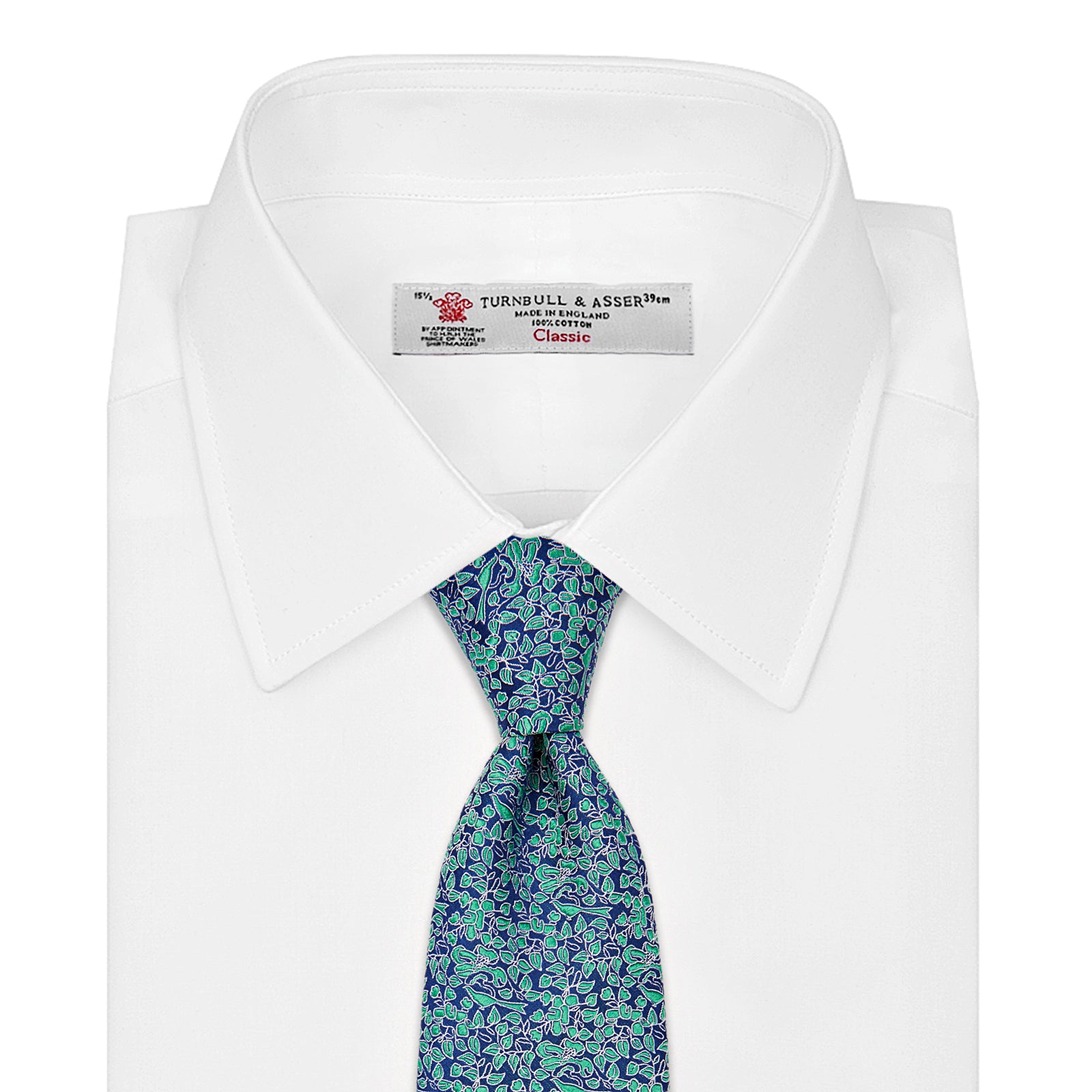 Floral Birds Green and Navy Silk Tie