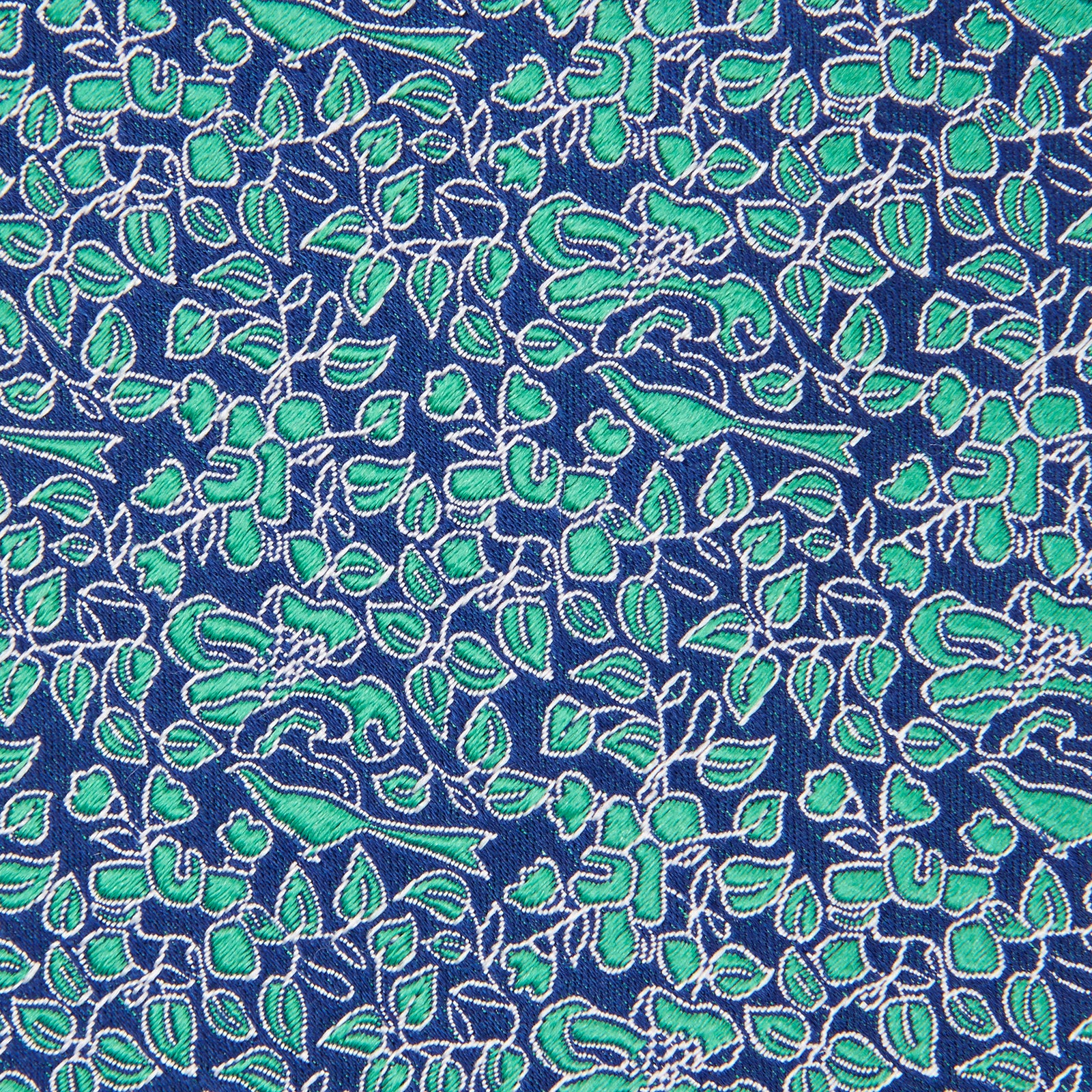 Floral Birds Green and Navy Silk Tie