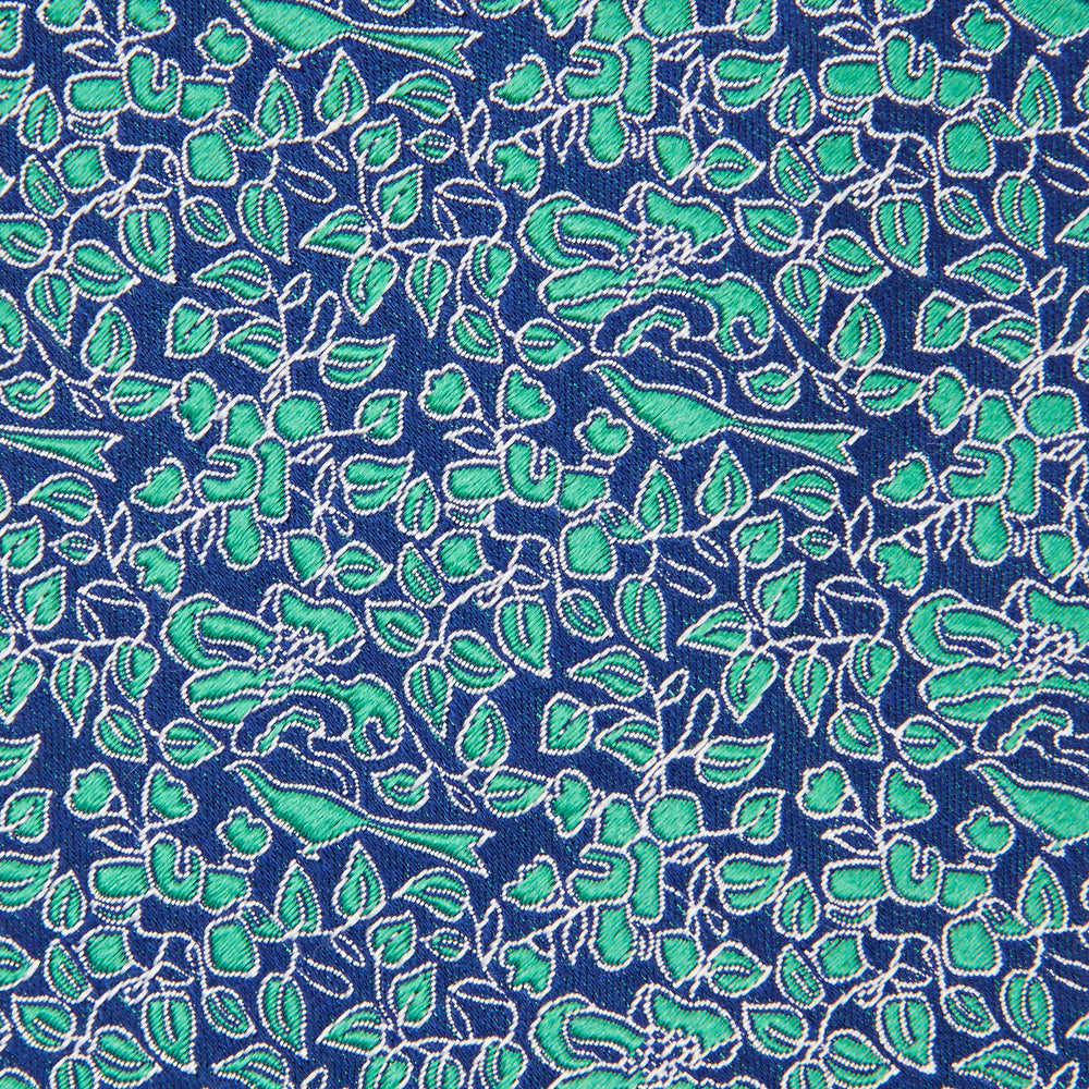 Floral Birds Green and Navy Silk Tie