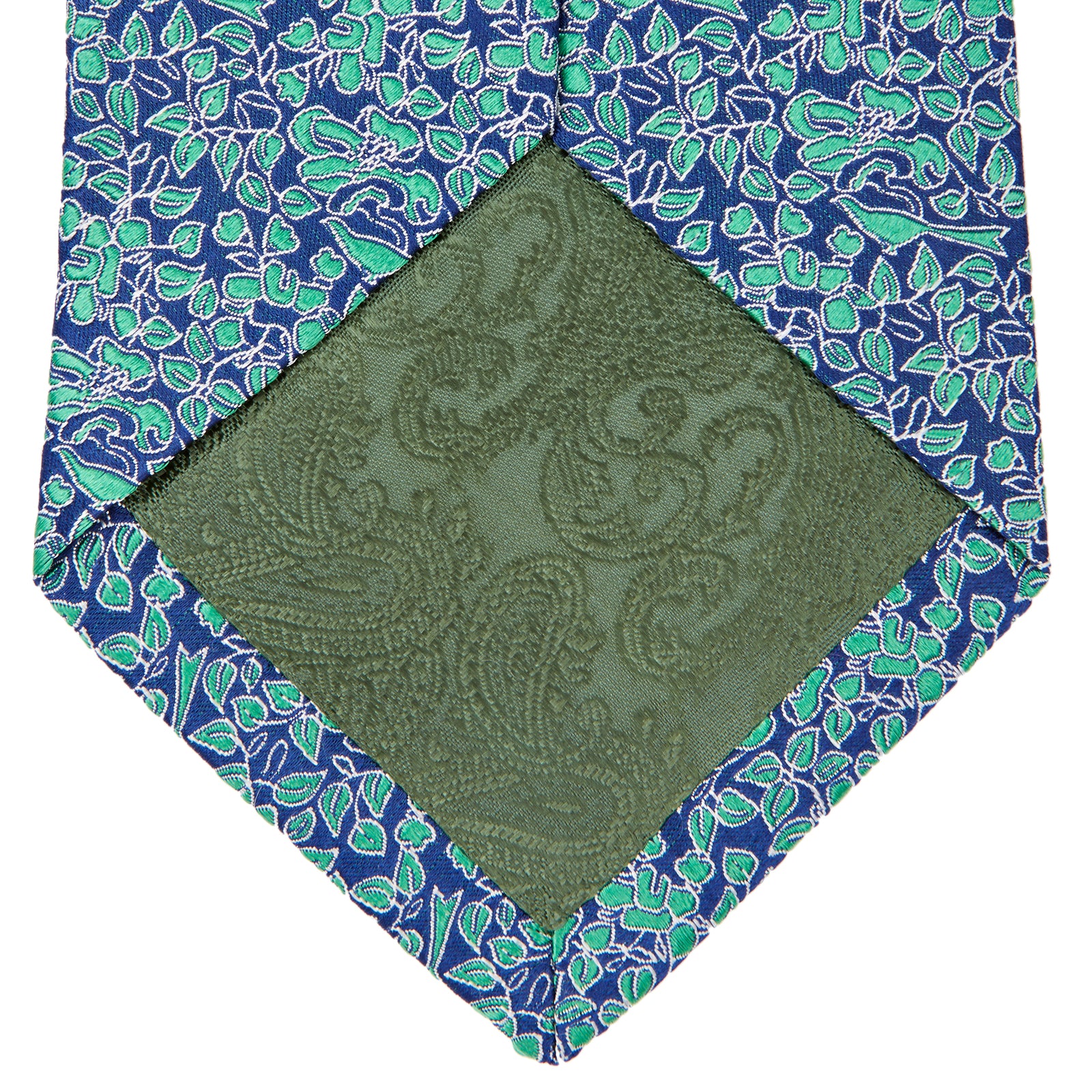 Floral Birds Green and Navy Silk Tie