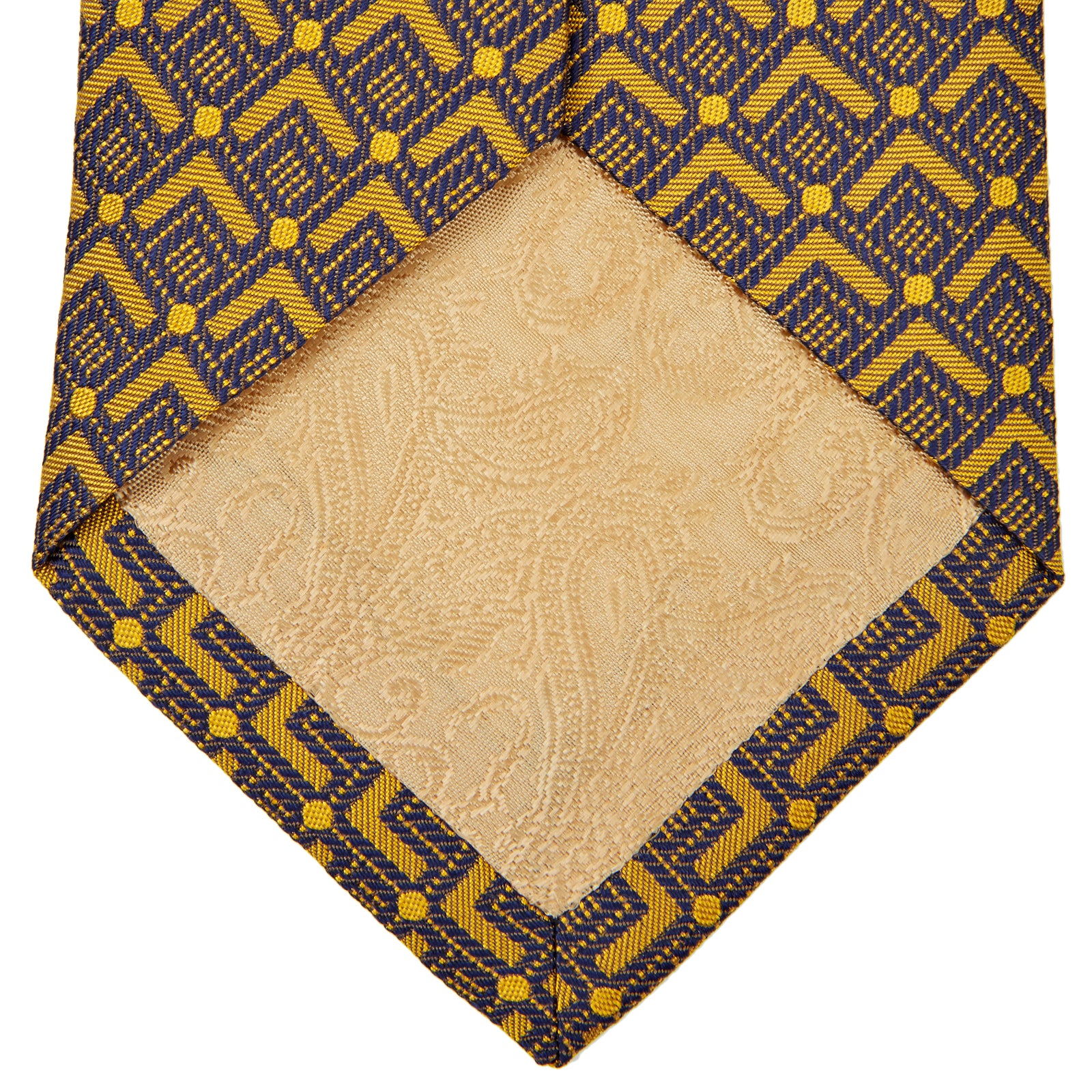 Rounded Cubes Yellow Silk Tie