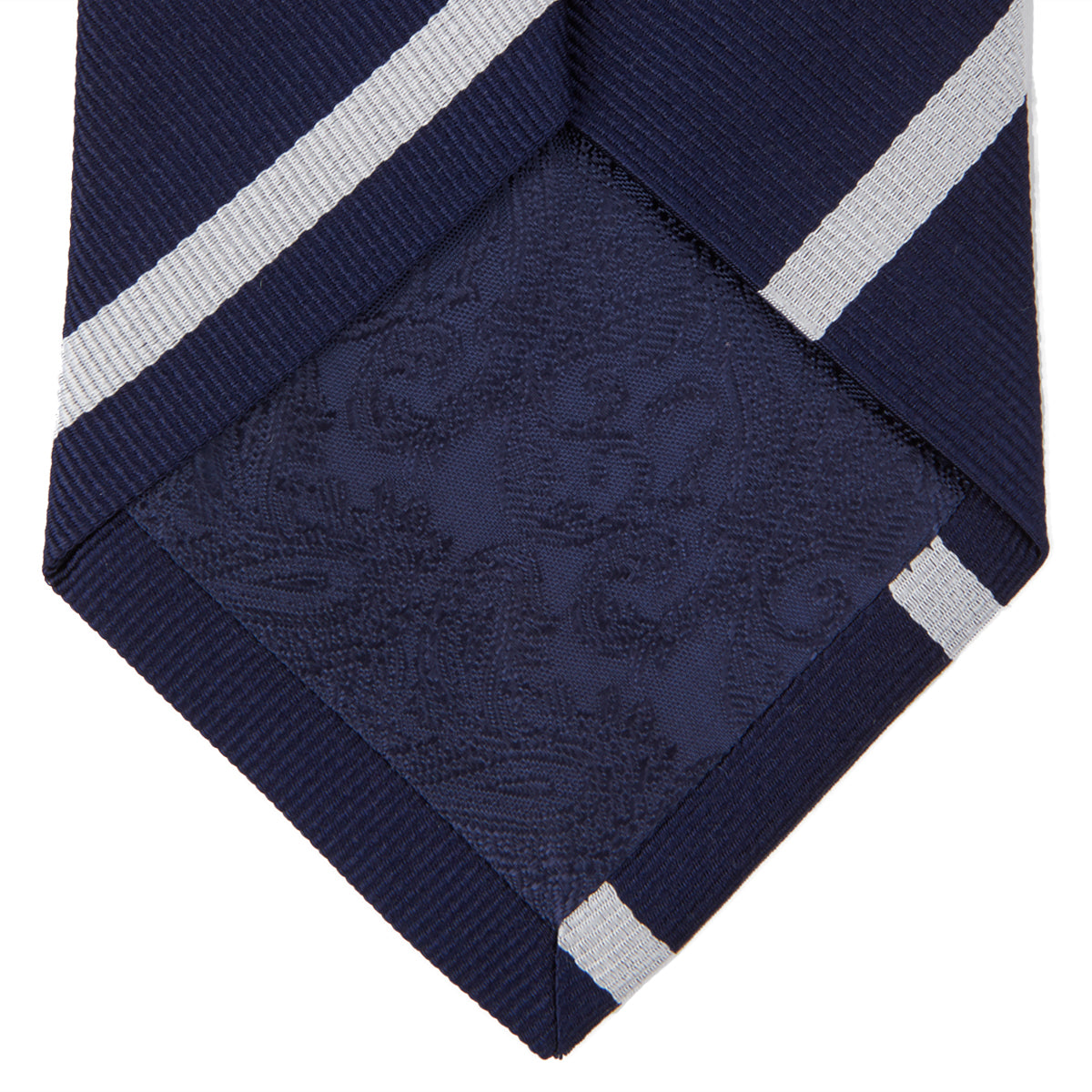 Navy and White Blazer Stripe Repp Silk Tie