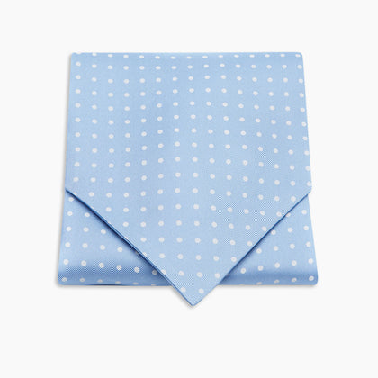 Sky Blue and White Medium Spot Silk Ascot Tie Image 2