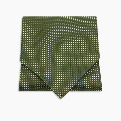 Olive Green and White Small Spot Silk Ascot Tie Image 2