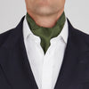 Olive Green and White Small Spot Silk Ascot Tie