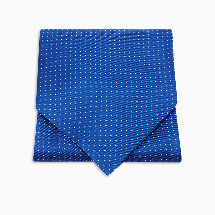 Royal Blue and White Small Spot Silk Ascot Tie Image 2