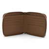 View 2 of product The Light Tan Leather 8 C/C Zipped Wallet by Turnbull & Asser, with a smooth square design, features a leather pull tab and zipper along two sides. It is shown closed against a plain white background.