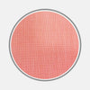 View 1 of product A close-up of a circular swatch of Turnbull & Asser's Coral Red End-on-End Cotton Fabric, bordered in gray, highlights the fine grid texture of the material against a white background.
