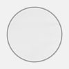 View 1 of product A circular swatch of Turnbull & Asser’s Plain White Cotton Fabric is shown against a light gray background, highlighting its smooth texture and a subtle stitched edge on the right side.